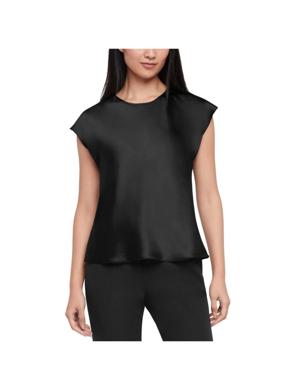 Express Womens Black Satin Cap Sleeve Top Size M New